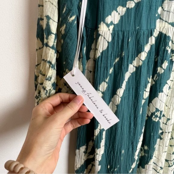 Young Fabulous and Broke Tie Dye Dawn Dress in Dark Green/ Teal and White - Picture 10 of 14